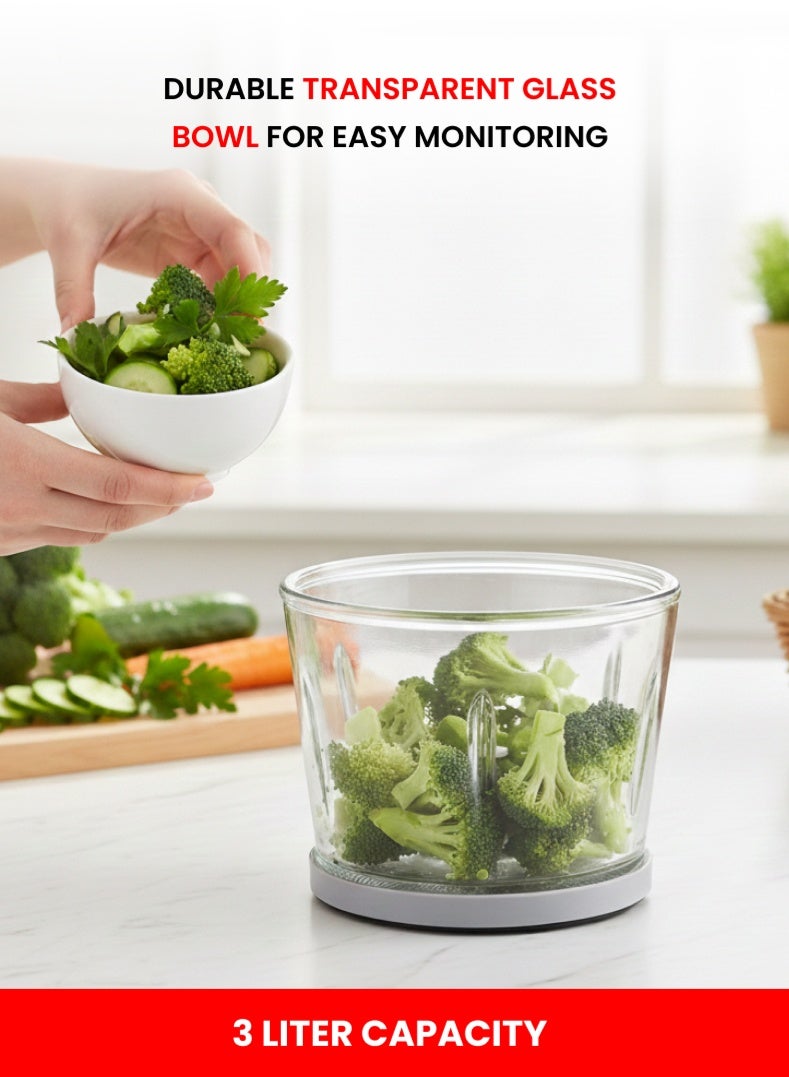 Ogera OG4001FC Electric Food Chopper 2 in 1 with Glass Bowl 3L 650W 2 year warranty - Image 4